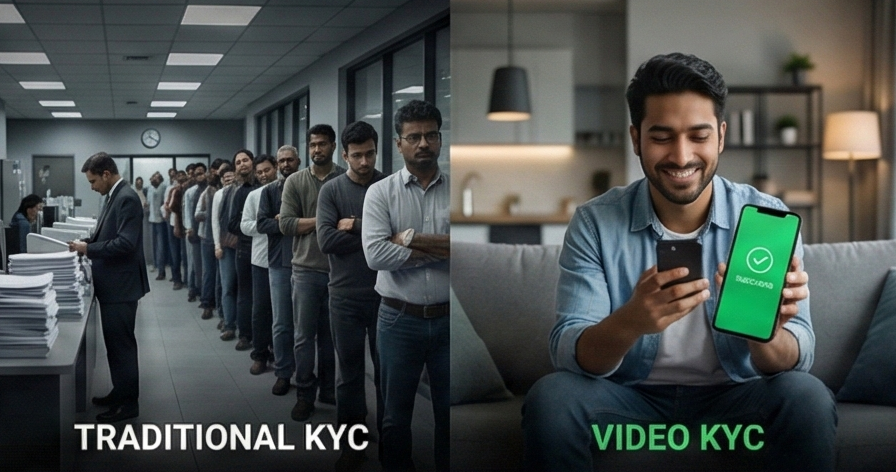 Traditional KYC compared with Video KYC onboarding